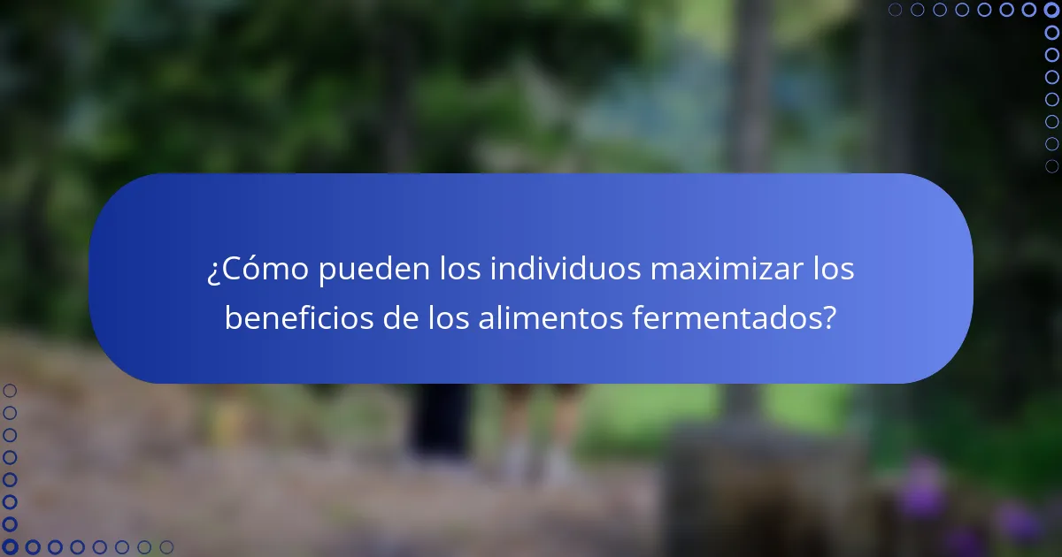 ¿Cómo pueden los individuos maximizar los beneficios de los alimentos fermentados?