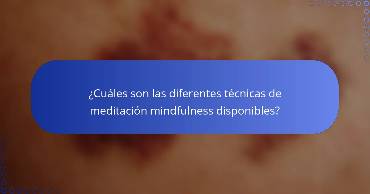 ¿Cuáles son las diferentes técnicas de meditación mindfulness disponibles?