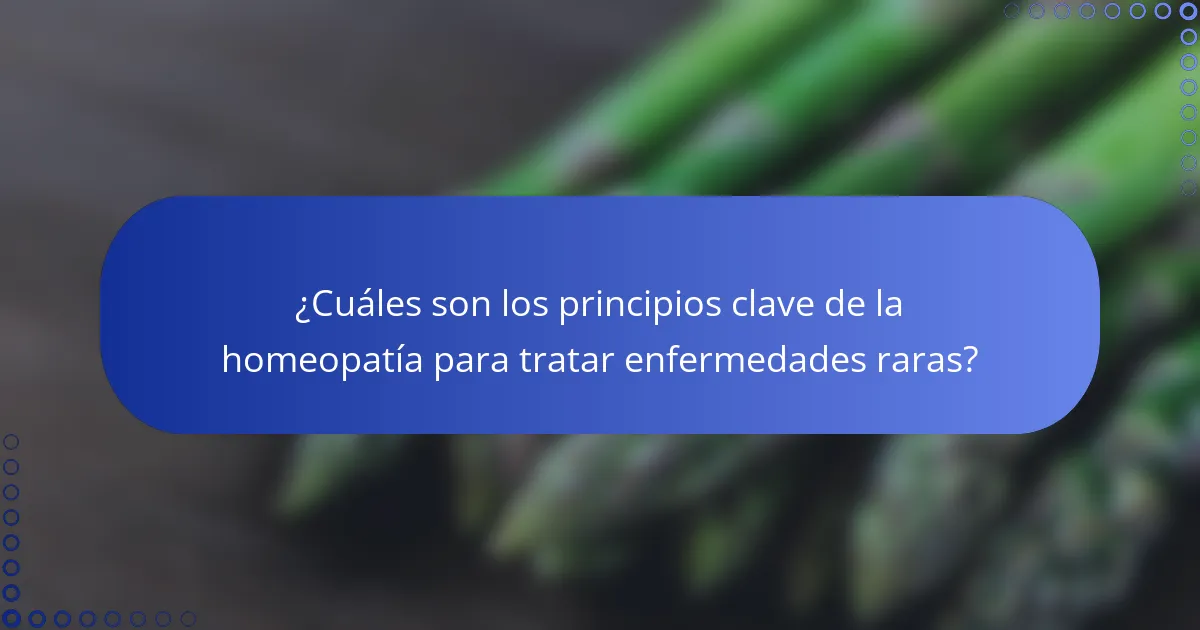 ¿Cuáles son los principios clave de la homeopatía para tratar enfermedades raras?