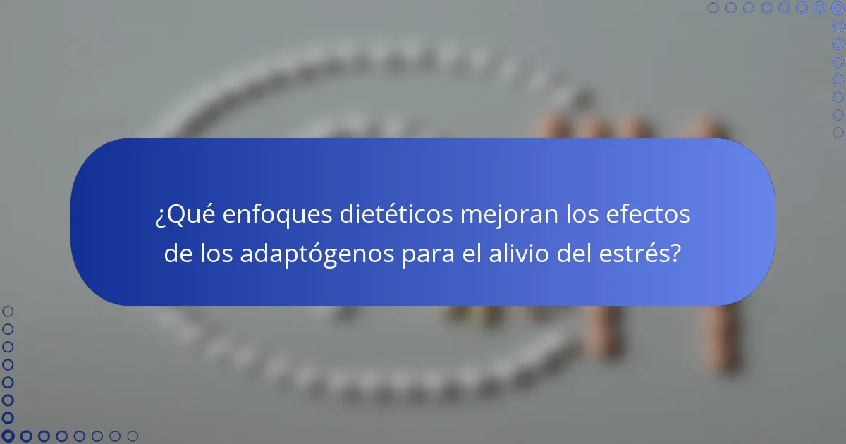 ¿Qué enfoques dietéticos mejoran los efectos de los adaptógenos para el alivio del estrés?